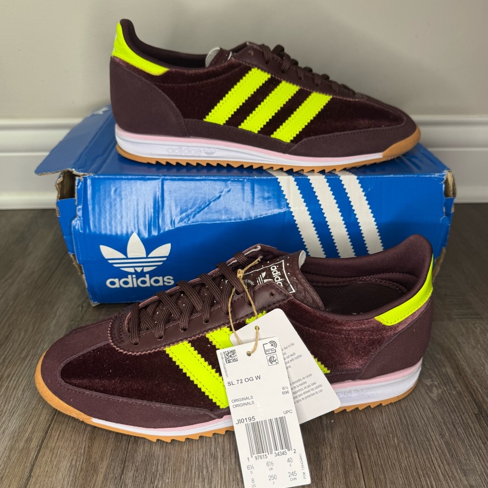 adidas Women's Sneakers in Brown and Neon Yellow